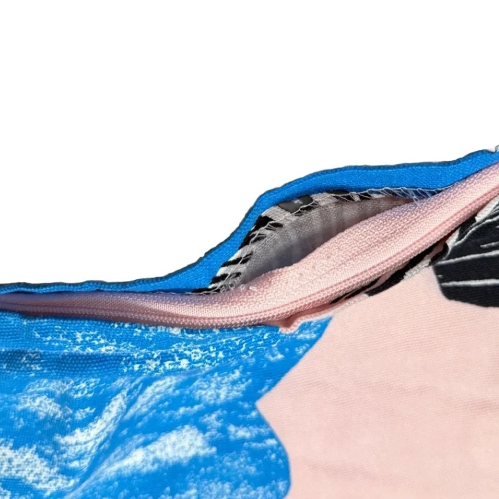 2 Ikea Doftranka Pillowcases Covers Shams Blue Black Pink Zip Abstract Cotton